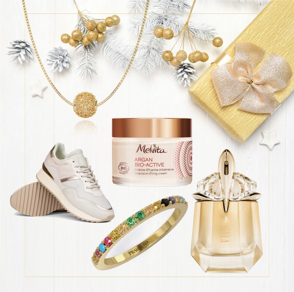 Arena Centar: Cruyff tenisice, Shoetique, 879 kn; Dandelion ogrlica, Zlatarna Celje, 3.231 kn; Melvita Intenzivna lifting krema, Müller, 327,90 kn; Mugler Goddess Eau de Parfum 30ml, Douglas parfumerije, redovna cijena 535 kn; Prahir Fine Jewellery zlatni prsten, Prahir, 2.280 kn, s popustom 1596 kn