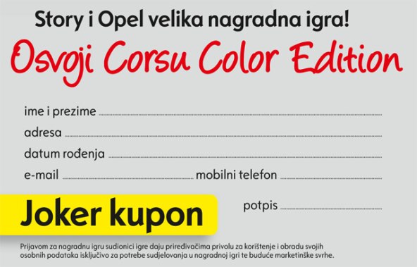 Pravila nagradne igre: 'Osvoji Opel Corsu Color Edition'