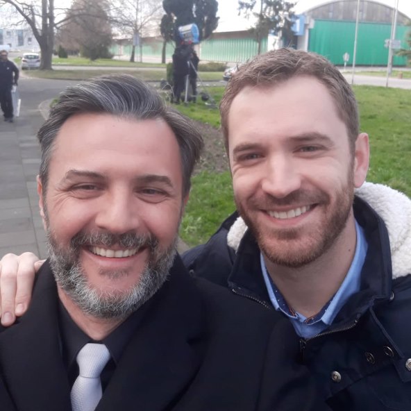 Vladimir Posavec Tušek i Momčilo Otašević na snimanju