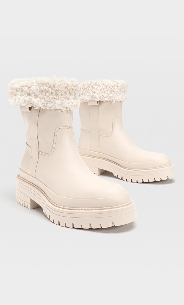 Stradivarius chunky čizme s krznom