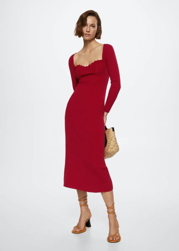 Crvena pletena haljina
