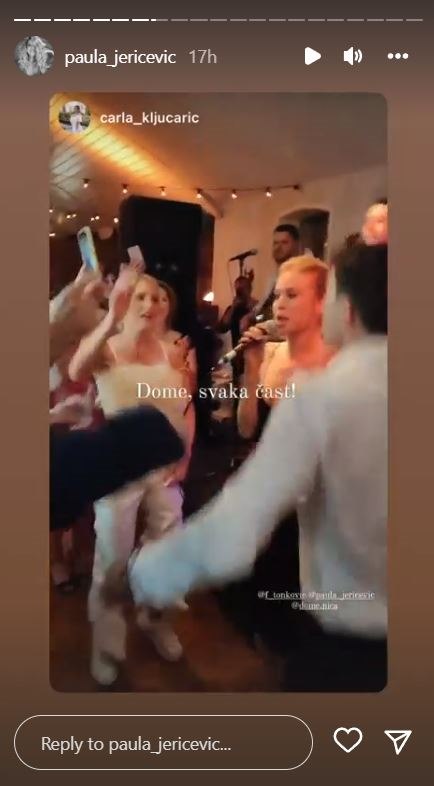 Domenica je pjevala na vjenčanju Paule Jerković i Filipa Tonkovića