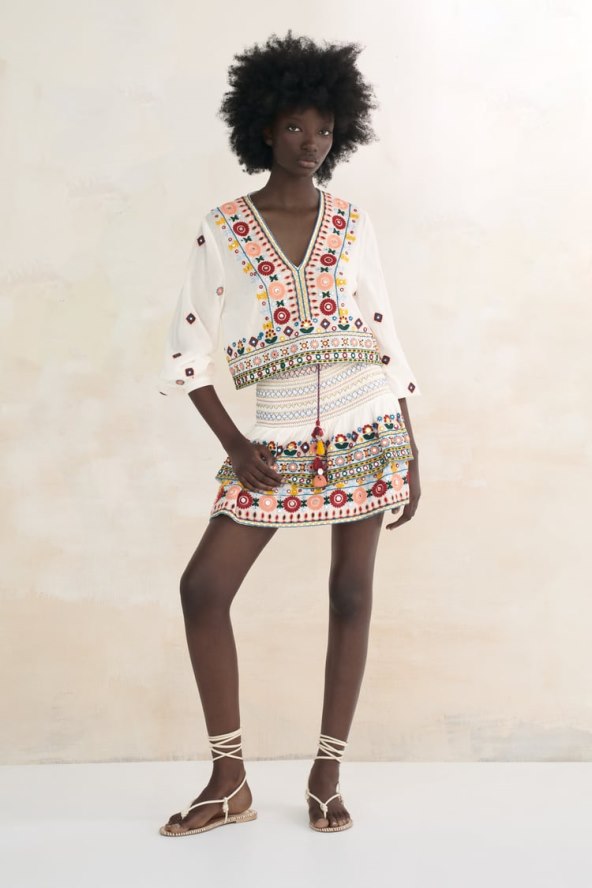 Top i suknja s kombiniranim vezom