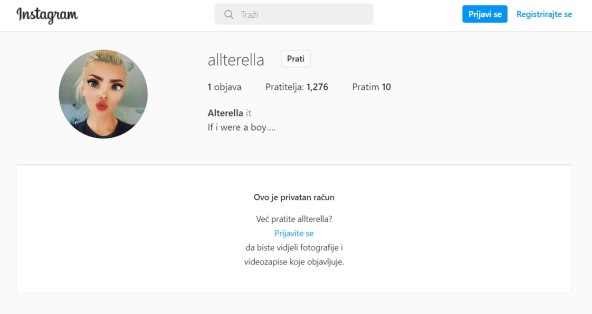 Ella Dvornik ima još jedan Instagram profil 'Alterella'