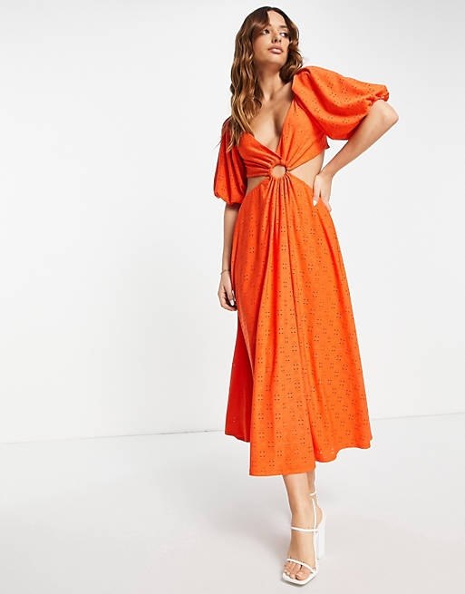 Narančasta haljina s prorezima