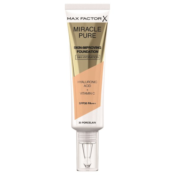 Max Factor Miracle Pure Skin Improving Foundation, puder srednje pokrivnosti i prirodnog, sjajnog finiša, 17,25 € / 130 kn, Fabuspot.com