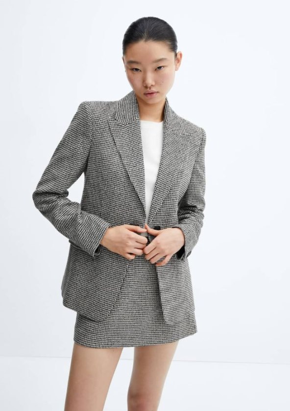 Lapels Houndstooth suit blazer, MANGO, 69.99 EUR/527.34 KN