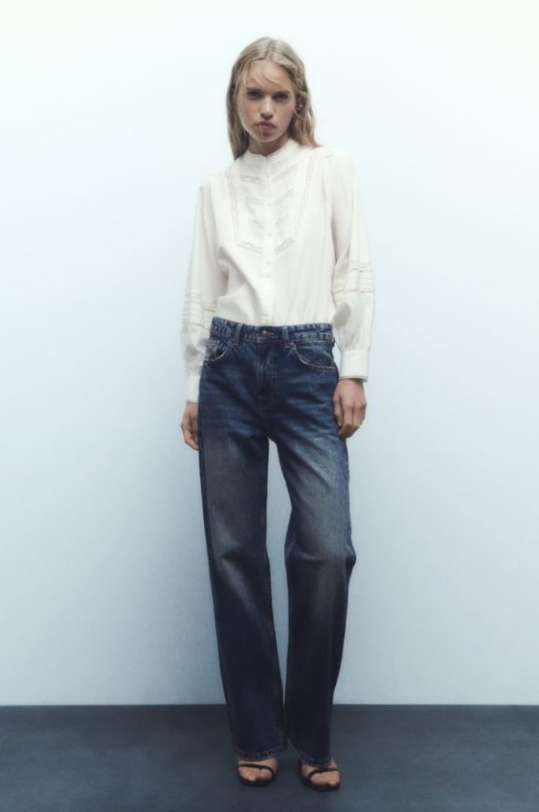 POPLIN SHIRT WITH LACE TRIMS, ZARA, 27.95 EUR/210.59 KN