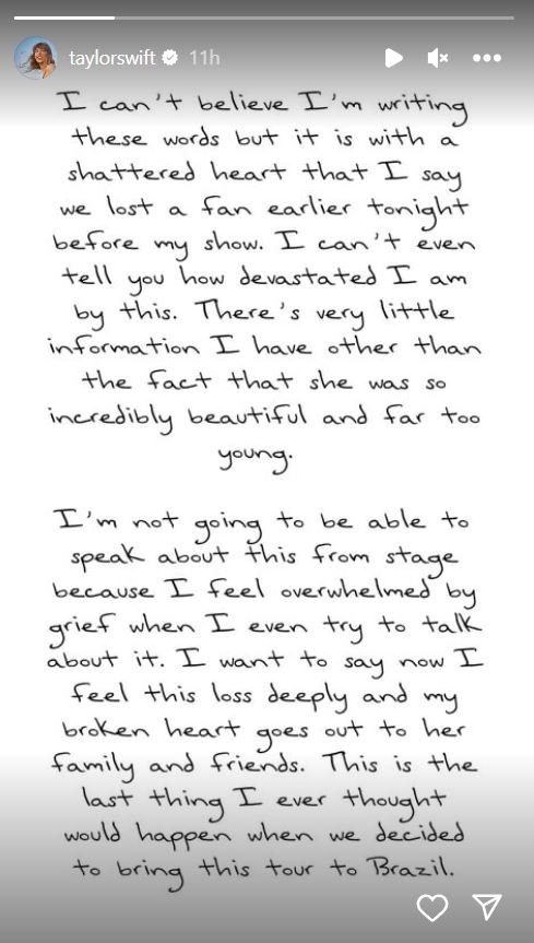 Poruka Taylor Swift nakon smrti obožavateljice