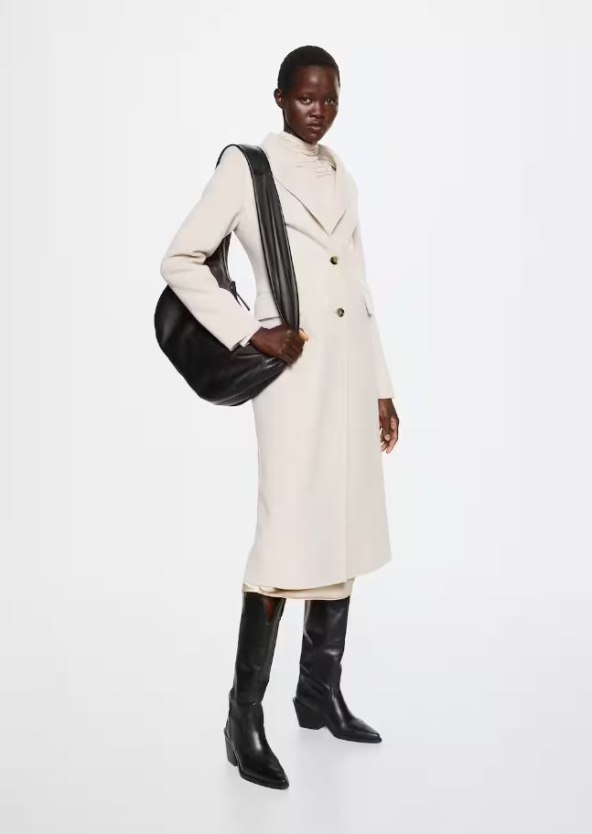 Strukirani ručno rađeni vuneni kaput/ Mango/ 126,46 EUR