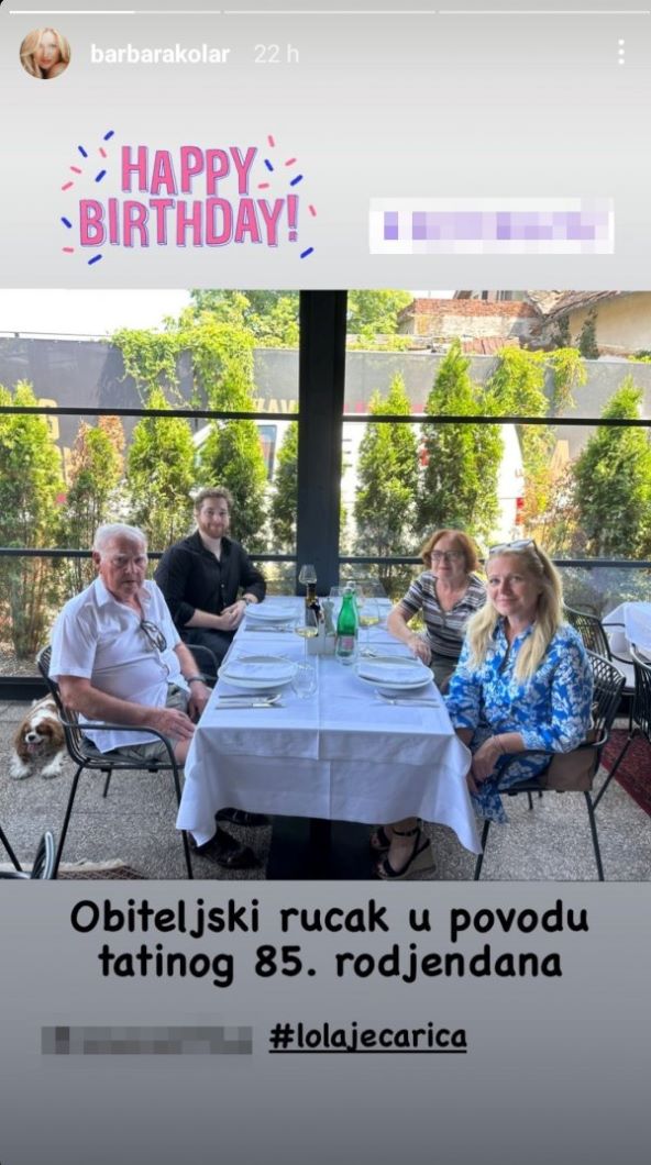 Barbara Kolar s roditeljima na ručku