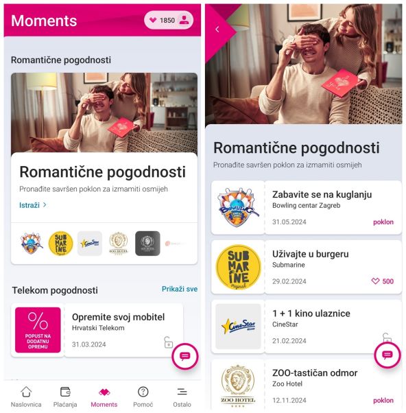 Magenta Moments Romantične pogodnosti Valentinovo