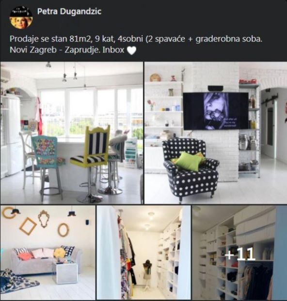 Petra Dugandžić stan u Zagrebu