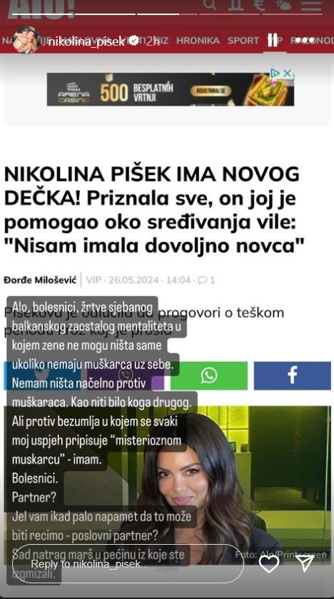 Objava Nikoline Pišek