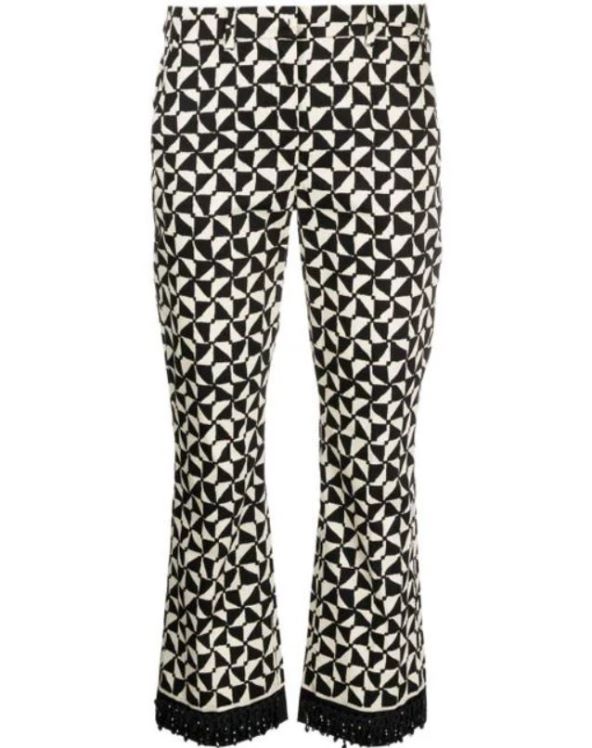 Women's Black Geometric-Pattern Print Cropped Pants/ Max Mara/ 328 eur
