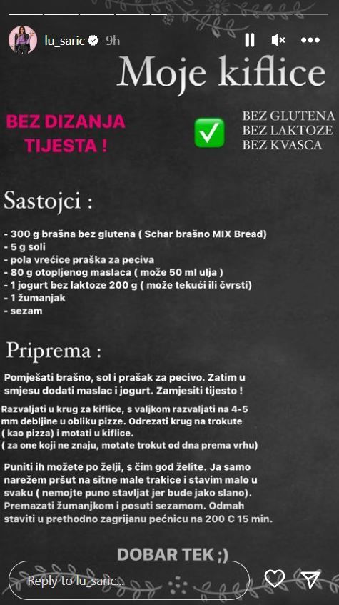 Recept Lucije Šarić za kiflice koje je ispekla