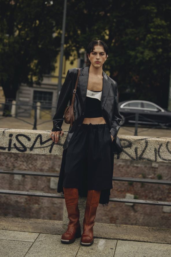 Street style inspiracija kako nositi suknju i čizme