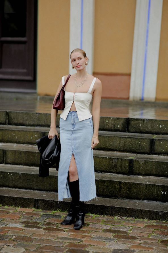 30 street style ideja kako nositi traper suknju