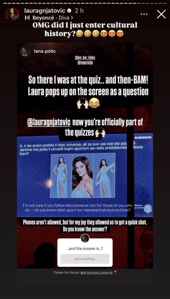 Na kvizu se pojavilo pitanje o Lauri Gnjatović