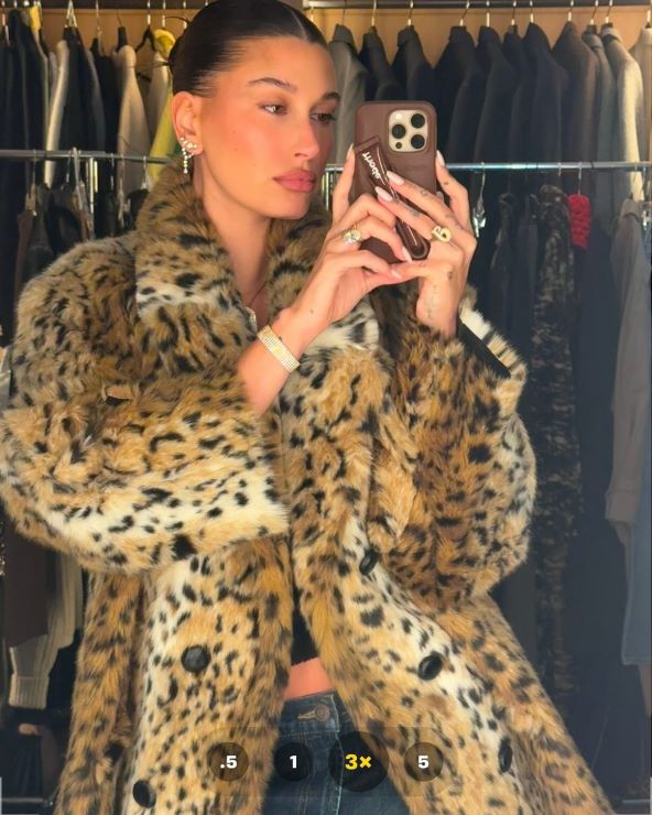 Hailey Bieber animal print