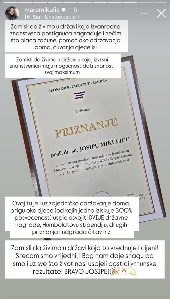 Marijana Mikulić pohvalila se uspjehom svog supruga Josipa