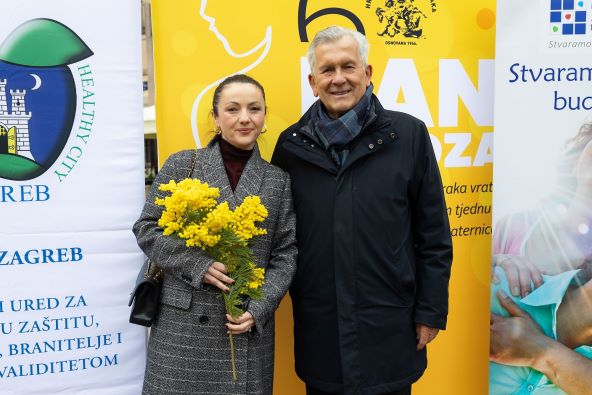 Marijana Pašalić, direktorica Poliklinika Affidea Hrvatska i prof. dr. sc. Damir Eljuga dr. med. Iz Poliklinike Affidea Eljuga, ujedno predsjednik Hrvatske lige protiv raka i pokretač inicijative Dana mimoza