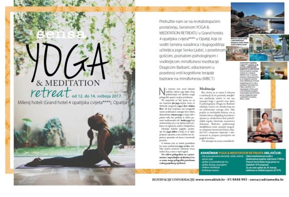 Dođite na Sensa YOGA & MEDITATION RETREAT u Opatiju od 12. do 14. svibnja