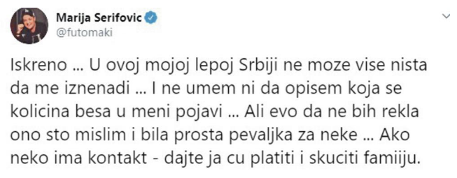 Potez Marije Šerifović koji će se pamtiti zauvijek