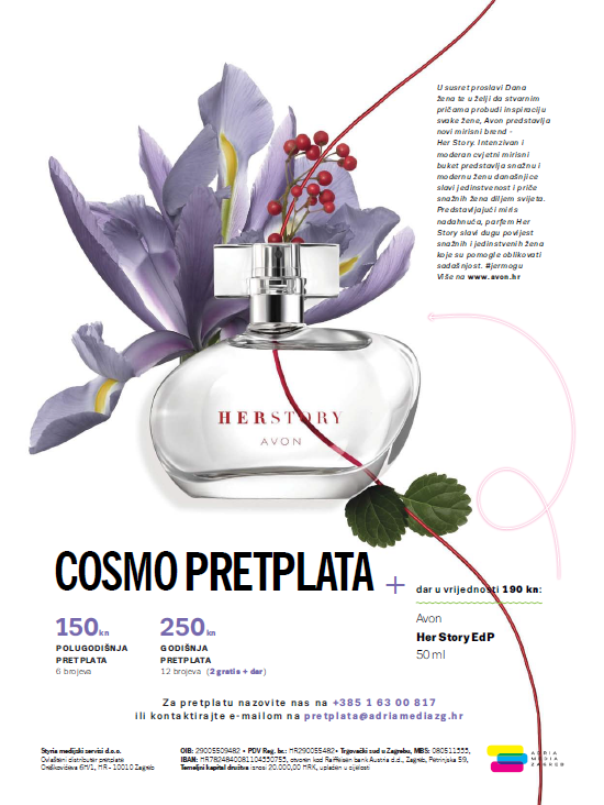 Pretplatite se na Cosmopolitan i poklanjamo vam miris Her Story by Avon!