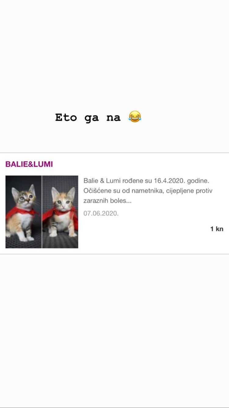 Ella Dvornik reagirala na oglas koji prodaje Balie i Lumi