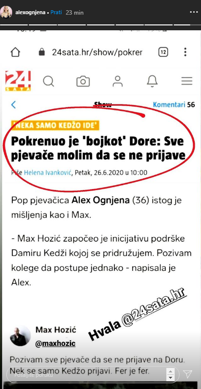 Pjevač pokrenuo 'bojkot' Dore: 'Neka se prijavi samo Kedžo'