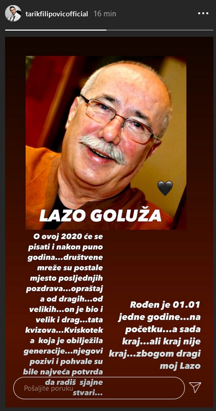 Tarik Filipović se emotivno oprostio od drage mu osobe: 'Kraj nije kraj'