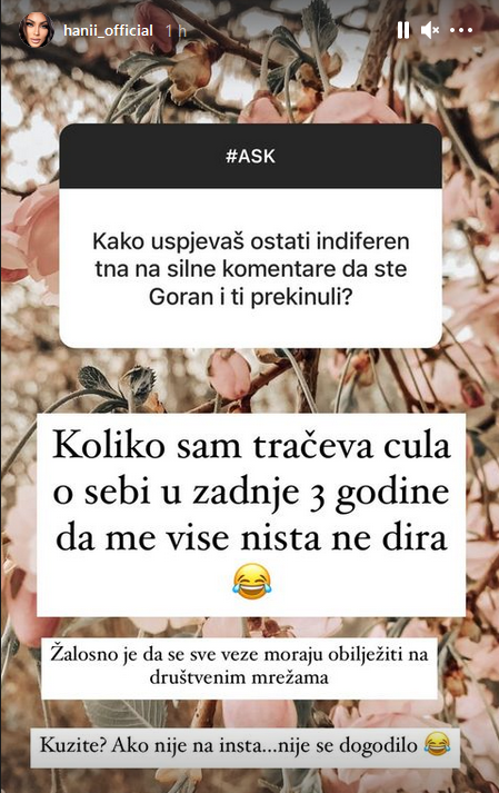 Je li priča o prekidu s Goranom istinita? Hana je progovorila o kraju veze