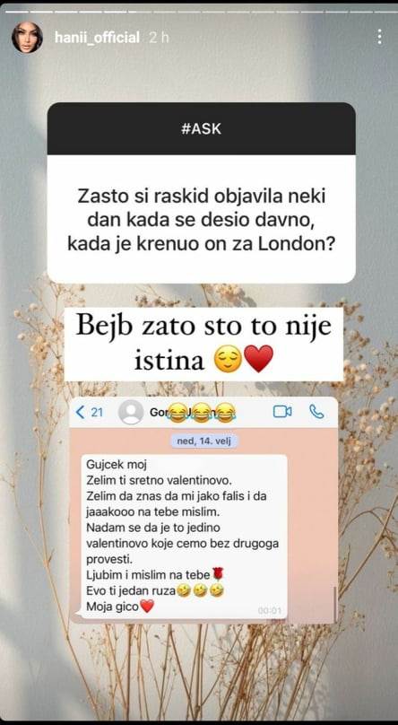 POKAZALA GORANOVE PORUKE Hana rekla svoju istinu o vezi s Jurenecom