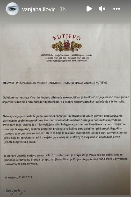 Vinarija Kutjevo i Vanja Halilović rastali su se u dobrim odnosima