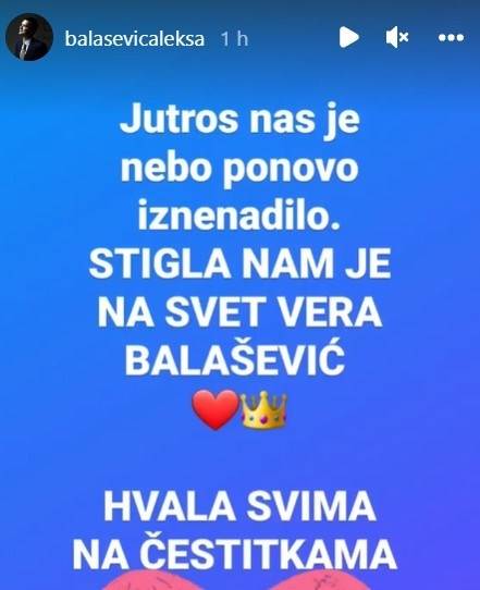 Aleksa Balašević postao otac