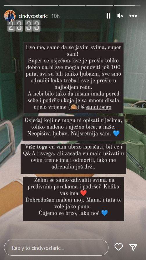 Cindy je rodila sina