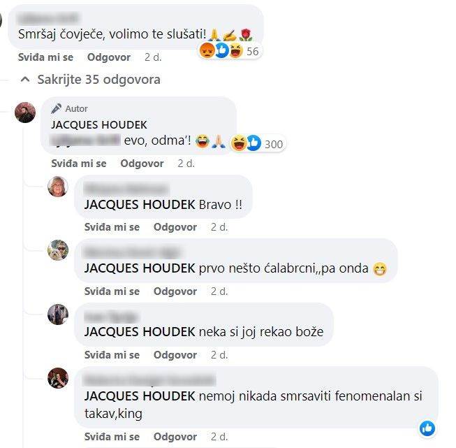 Pratiteljica prigovorila Jacquesu Houdeku zbog težine