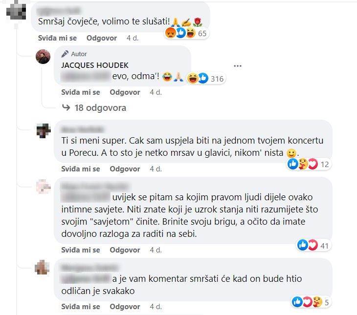 Jacques Houdek odgovorio pratiteljici koja mu je poručila da smršavi