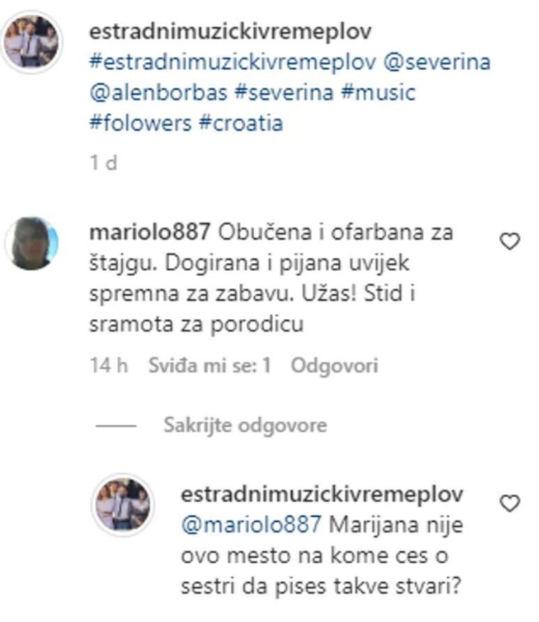 Komentar Severinine sestre na njezinu fotografiju