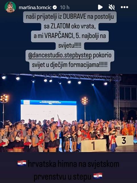 Kćer Martine Tomčić sa plesnom skupinom osvojila peto mjesto na Svjetskom prvenstvu u stepu