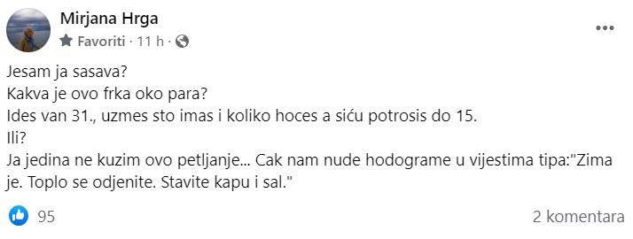 Objava Mirjane Hrge