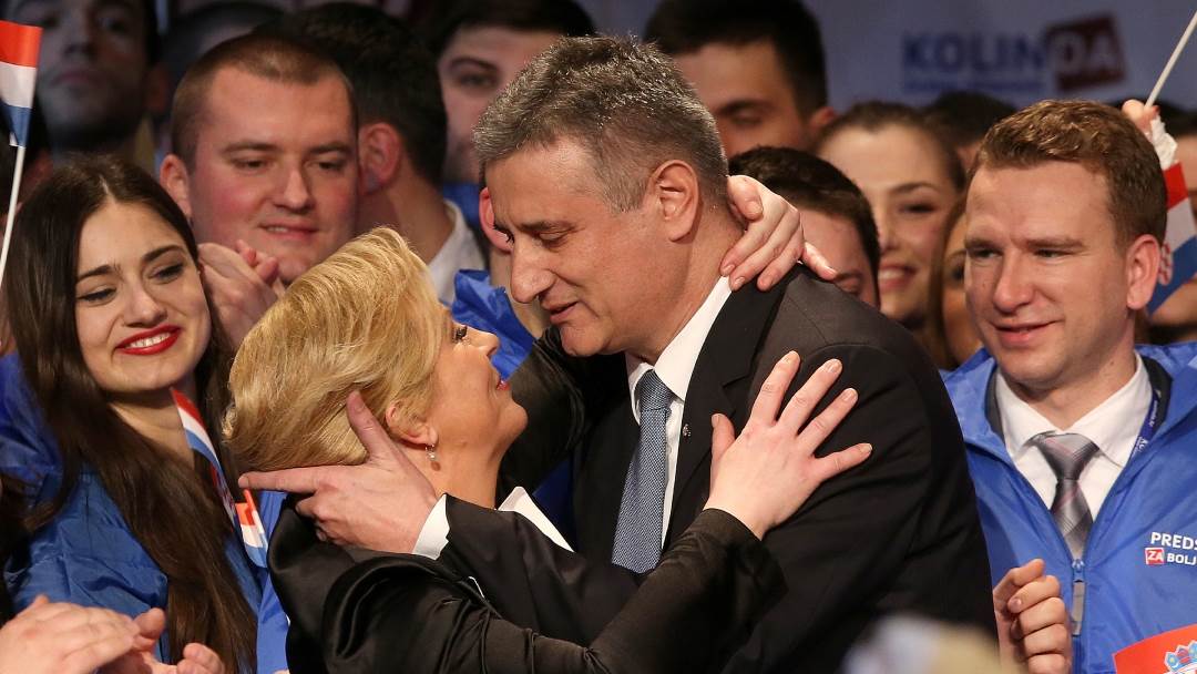 Kolinda Grabar-Kitarović i Tomislav Karamarko slave njezinu pobjedu na predsjedničkim izborima 2015. godine