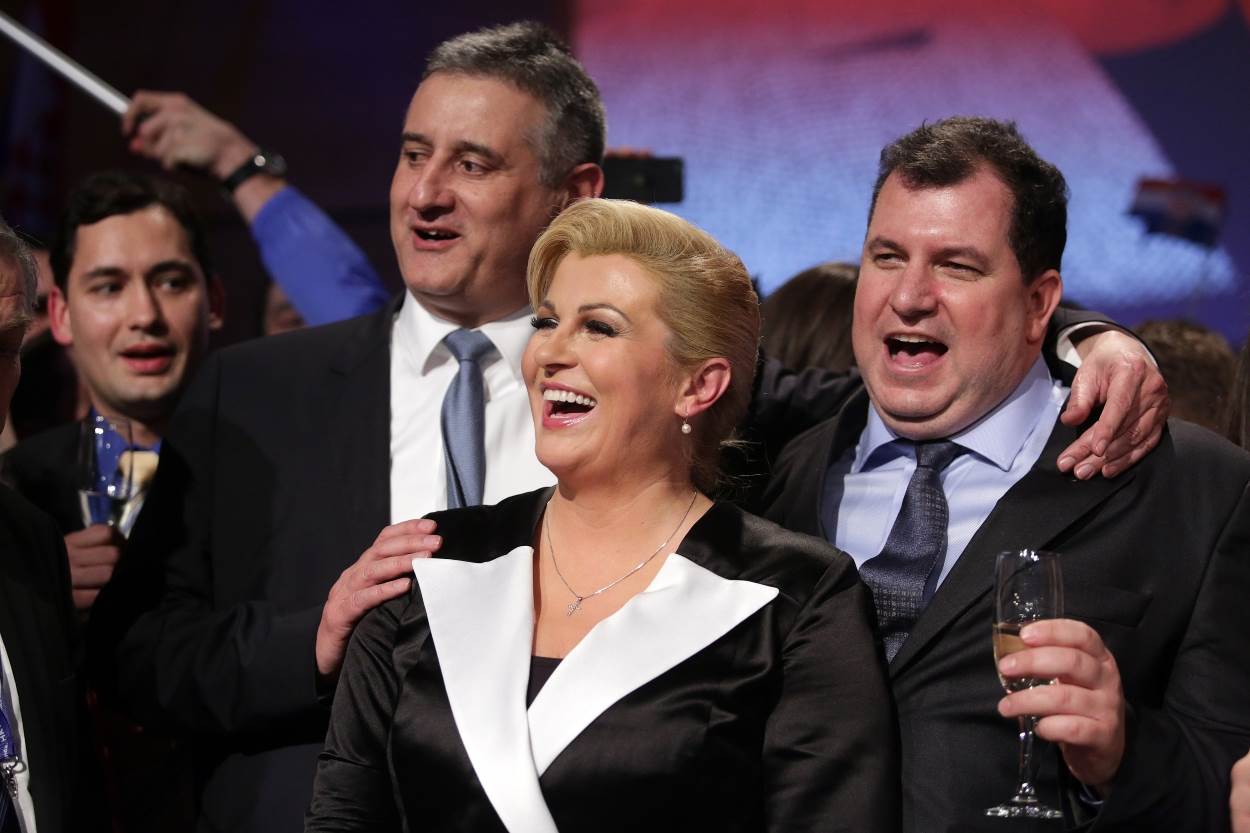 Kolinda Grabar-Kitarović, Jakov Kitarović i Tomislav Karamarko u siječnju 2015. kad je ona postala predsjednica