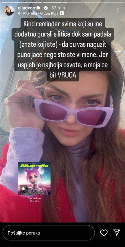 Ella Dvornik objavila je ljutitu poruku na Instagramu