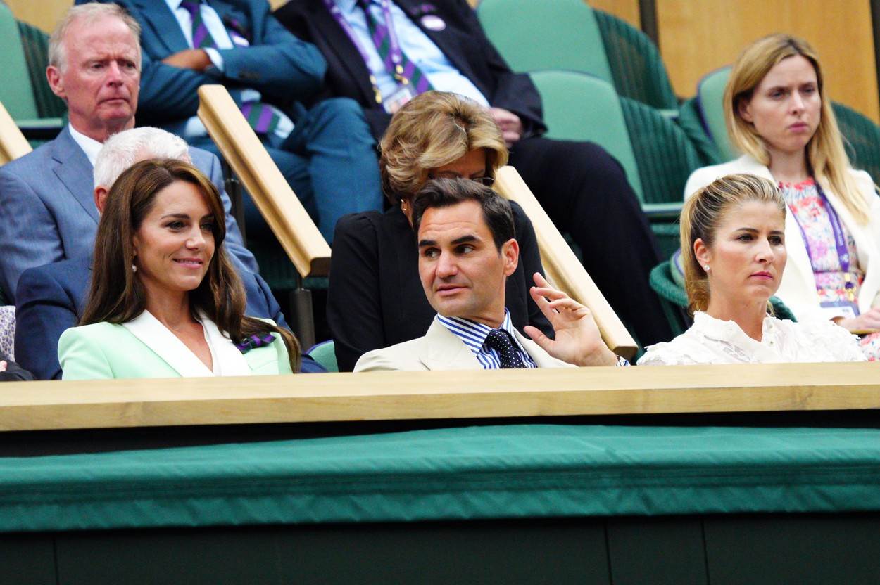 Kate Middleton, Roger Federer i Mirka Federer na Wimbledonu