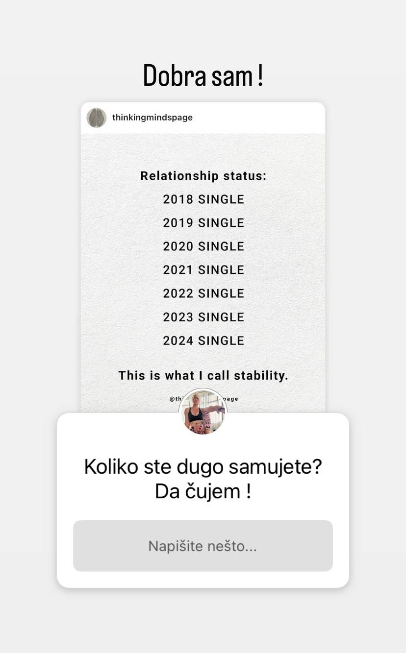 Danijela Dvornik upitala pratitelje koliko su godina single.