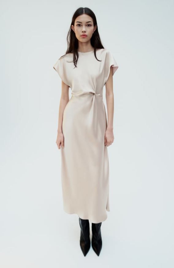 SATINIRANA MIDI HALJINA S NABRANIM STRUKOM/ZARA/39,95 EUR