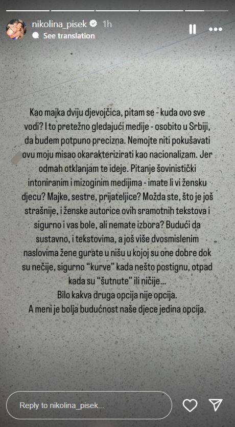 Objava Nikoline Pišek