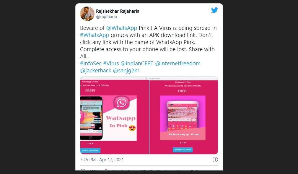 IZ ZELENE U LAŽNU RUŽIČASTU BOJU: Izgleda da se pojavio lažni WhatsApp